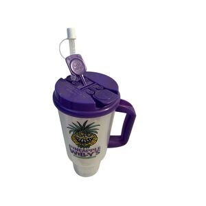 32 oz Panama City Beach Whirley purple mug straw